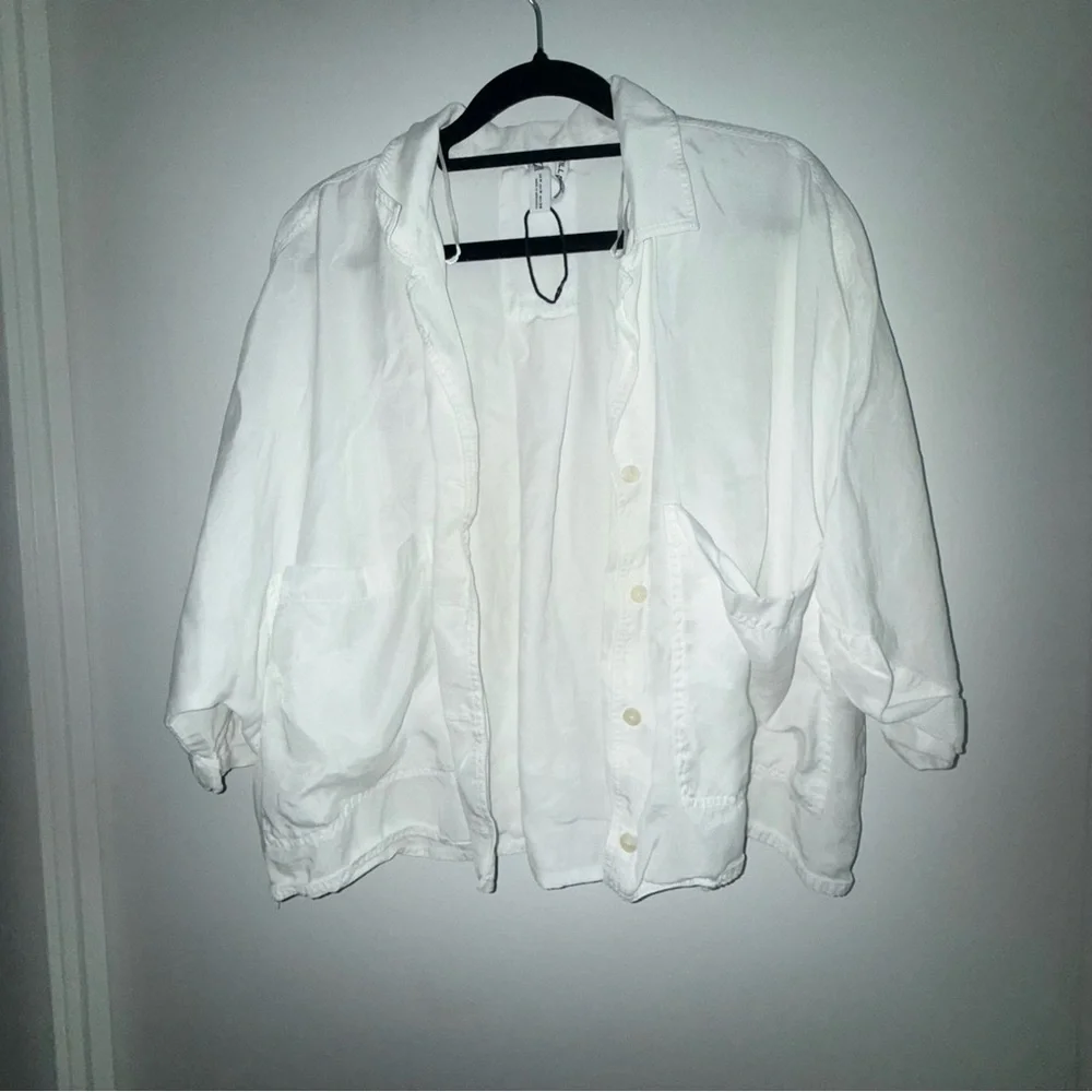 Zara White Oversized Button-Up Shirt - Picture 2 of 7